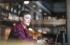 a woman sitting at a desk in front of a laptop computer with the words, you can be more than a student