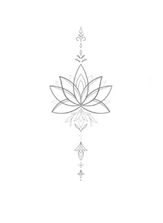 a black and white drawing of a lotus flower