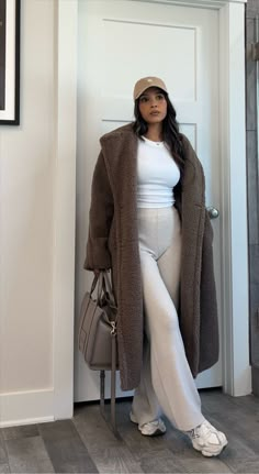 Sonoma Teddy Coat Brown curated on LTK Christmas Lights Date Night Outfit Winter, Winter Aesthetic Outfits For Women, Teddy Long Coat Outfit, Thanksgiving Bar Outfit, Outfits With Teddy Coat, How To Style Teddy Coat, Day Time Winter Outfit, Europe Vacation Outfits Winter, Teddy Coat Outfit Black Women