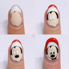 Фотографије на зиду удружења | VK Christmas Present Nails, Cartoon Nail Designs, Sculpted Gel Nails, Animal Nail Designs, Nailart Ideas, Mickey Mouse Nails