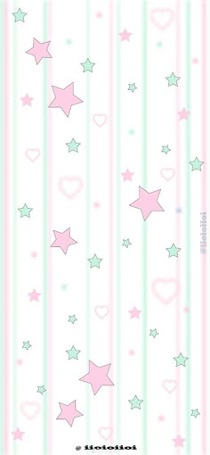 pink and green stars are on the white wallpaper with pastel stripes in the background