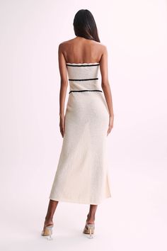 Dawn Strapless Knit Midi Dress - Cream- MESHKI U.S Tube Top Dress, Summer Party Dress, Slim Dresses, Tube Dress, Party Gowns