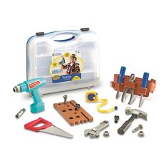 a tool kit with tools in it on a white background