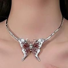 Length: 31-40cm Butterfly Rhinestone, Necklace C, Fairy Festival, Pretty Jewelry Necklaces, Rhinestone Choker Necklace, Rhinestone Choker, Pretty Jewellery, Choker, Choker Necklace