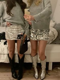 Sequin Skirts, Rok Outfit, Glitters Skirt, Fest Outfits, Skandinavian Fashion, Rock Outfit, Party Fits, Eve Outfit, New Years Eve Outfits