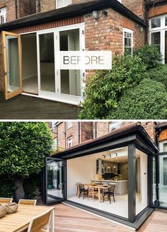 before and after photos of an extension to a house