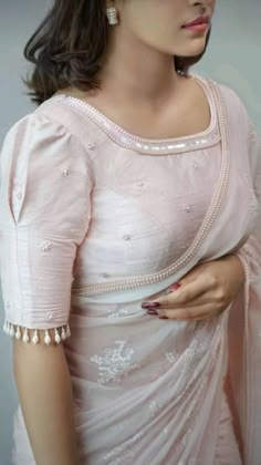 Simple And Cute Blouse Designs, Sleave Ideas Woman Saree Blouse, Blouse Design Half Sleeves, Sleeve Designs For Saree Blouse, Simple Half Hand Blouse Designs, Pattu Saree Blouse Hand Designs Latest, Half Hands Blouse Designs Latest, Plain Saree Blouse Designs Latest, Blouse Hand Designs With Beads