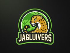 the logo for jaguars is shown on a dark background with green and yellow accents