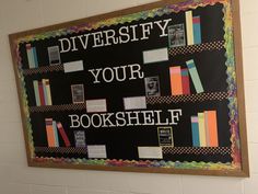 a bulletin board with bookshelf written on it