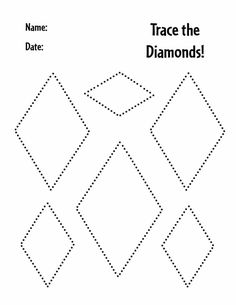 trace the diamonds worksheet for kids to learn how to draw and color it