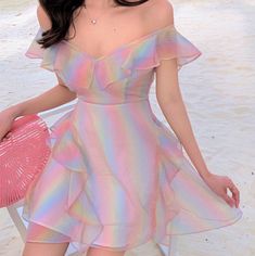 New Ruffled Gradient Colorblock Dress · Harajuku fashion · Online Store Powered by Storenvy Rainbow Dress, فستان سهرة, Imagine Dragons, Mode Inspo, Colorblock Dress, Kpop Fashion Outfits, Harajuku Fashion, Girly Outfits, Kpop Fashion