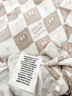 a close up of a person's clothing with a tag on it that says god is good always