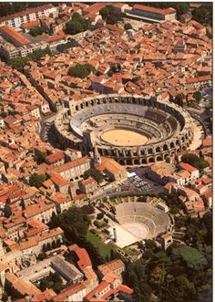 an aerial view of the roman amphit