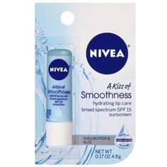 Helps prevent sunburn. If used as directed with other sun protection measures, decreases the risk of skin disease and early skin aging caused by the sun. Broad Spectrum SPF 15 Sunscreen Shea Butter & Aloe Seals in Long-Lasting Moisture Nivea Lip Balm, Coconut Oil Pulling, Cheap Beauty Products, Hydrating Lip Balm, Beauty Products Drugstore, It Goes On, Dry Lips, Spf 15, A Kiss