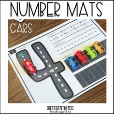 a printable number mat with cars on it and the words's written in black