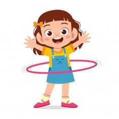 Vector Girl, Kids Cartoon Characters, Kids Background, Girl Character, Character Cartoon, Kids Cartoon, Hula Hoop