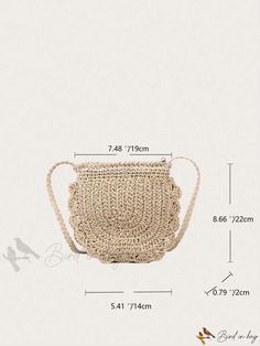 Bird in Bag - Handmade Woven Straw Shoulder Bag - Perfect for Summer Beach Travels Vacation Straw Pouch Bag With Adjustable Strap, Straw Pouch Bag With Adjustable Strap For Vacation, Natural Color Pouch Shoulder Bag For Vacation, Casual Handmade Beige Bucket Bag, Natural Pouch Shoulder Bag For Vacation, Casual Natural Color Crossbody Beach Bag, Casual Natural Crossbody Beach Bag, Beige Crochet Bucket Bag For Vacation, Eco-friendly Crossbody Straw Bag For Beach