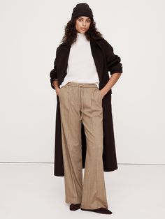 Reach for these pants when you need to strike a balance between sharp tailoring and all-day comfort.  We cut them from a refined Italian flannel fabric, adding a pull-on design so you can wear them high-rise or lower on the hips.  Wide leg fit: Mid-rise (9. 75") with a straight fit through the thigh and wide leg.  Full length.  Fabric from Italy's Manifattura Emmetex.  Pull-on design with concealed elastic waistband.  Drawstring detail.  Front and back pockets.  Unlined.  Wide leg fit: Mid-rise Casual Brown Wide Leg Loungewear Pants, Brown Full Length Wide Leg Loungewear Pants, Brown Relaxed Fit Wide Leg Lounge Pants, Brown Full-length Loungewear Pants, Brown High-waisted Wide Leg Lounge Pants, Cinnamon Dolce Latte, Flannel Pants, Petite Shorts, Selling Clothes