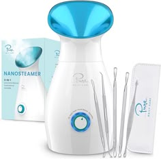 Large 3-in-1 Nano Ionic Facial Steamer with Precise Temp Control - Humidifier - Unclogs Pores - Blackheads - Spa Quality - Bonus 5 Piece Stainless Steel Skin Kit(Amazon Associate) Face Steamer, Facial Steamer, Beauty Finds, Unclog Pores, Skincare Tools, Perfect Skin, Blackhead Remover, Skin Care Tools, Spa Day