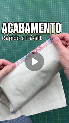 someone is making a fabric bag with the words acabmento rapido e facilla