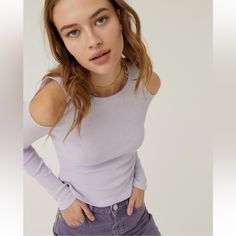 Daydreamer Waffle Knit Cold Shoulder Crop Top. It Is Lilac And Has A Washed/Faded Look To It. Fitted Top With Stretch. 100% Cotton. Brand New With Tags. Same/Next Day Shipping. Offers Welcome! Trendy Lavender Tops For Day Out, Lavender Top For Layering In Fall, Trendy Lavender Tops For Winter, Lavender Top For Fall Layering, Trendy Lavender Winter Tops, Lavender Tops For Fall Layering, Trendy Lavender Top For Day Out, Purple Knit Top For Spring, Purple Knit Tops For Layering