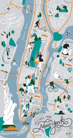 an illustrated map of new york city