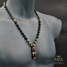 Jade Necklace, Black Onyx bead Necklace, Handmade Jade, And Onyx Yoga Necklace, Good Luck Jewelry, Copper Hematite Stone Summer Necklace - The Necklace 24 Inc - Other designs www.etsy.com/shop/minejewelleryart The handmade necklace is made of a jade onyx hematite Pendant, 8 mm jade beads, 8,4 mm black onyx beads, copper hematite stone accessory, and black nylon cord, at the ends I used lobster claw. The products are custom-made and done of their kind. They can be differentiated at the minimum le Obsidian Necklace With Black Round Beads, Obsidian Necklace With Round Black Beads, Black Polished Beads Necklace For Meditation, Black Spiritual Beaded Necklace With Round Beads, Spiritual Black Beaded Necklaces With Round Beads, Black Gemstone Beads Necklace For Healing, Black Necklaces With Gemstone Beads For Healing, Black Necklace With Gemstone Beads For Healing, Black Necklace With Healing Gemstone Beads