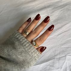 Merlot Dark Red Shellac Nails, Maroon Nails Short, Cherry Brown Nails, Mahogany Nails, Merlot Nails, Red Shellac Nails, Short Round Nails, Wine Nails, Xmas Wishlist