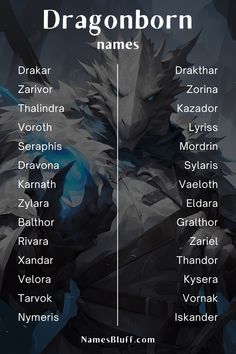 an image of the names of different characters in dragonborn name tags on a poster