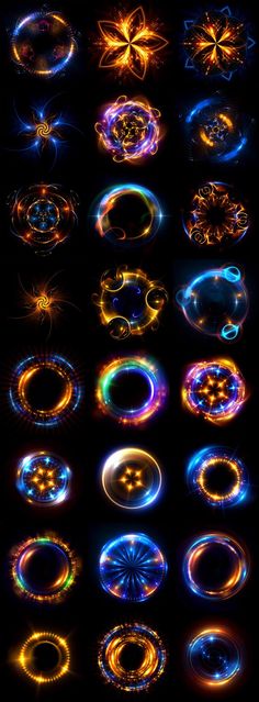 an array of glowing circles on a black background