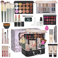 PRICES MAY VARY. PRODUCT INCLUDES - Includes a variety of cosmetics and makeup accessories such as 20 color eyeshadow palette, concealer, lipstick, foundation, BB cream, brown body lotion, mascara, lip gloss, eyeshadow, contour stick, eye liner, eyebrow pencil, lip balm, makeup brushes, makeup primer , makeup case, corrective makeup. venshun Outstanding starter beauty kit. All-in-one travel makeup kit for a vibrant look. This versatile makeup kit is perfect for any full-face look and complements a wide range of skin tones. NON-TOXIC AND WASHABLE --- Made of non-toxic and harmless materials, high quality and sturdy. Easy to clean, no odor, no irritation to skin, no worries. All cosmetics are washable and can be easily removed with cleanser or makeup remover. Safety is the beginning of all l Makeup Kit Box, Full Makeup Kit, Travel Makeup Kit, All In One Makeup, Eye Makeup Brush, Corrective Makeup, Primer Makeup, Gloss Eyeshadow, Makeup Sets