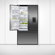 an open refrigerator with its door wide open