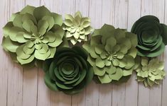 paper flowers are arranged on the wall