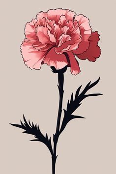 a drawing of a pink flower on a gray background