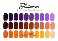 an image of halloween color palettes with the words'halloween'in different colors