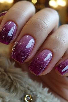 Summer Purple Nail Ideas, Ombré Nails Purple, Natural Nail Ideas Polish, Short Nails Purple Design, Gel Nail Designs 2024, Short Nail Designs Ombre, New Nail Trends 2024, Nail Purple Design, Late August Nails