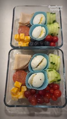 two plastic containers filled with different types of food