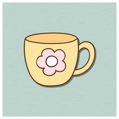 a coffee cup with a flower on it