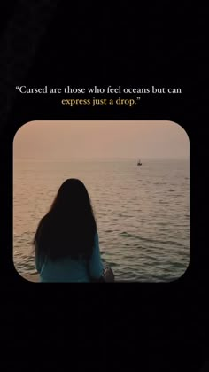 a woman sitting on top of a boat in the ocean with a quote above her