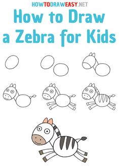 how to draw a zebra for kids with the title, how to draw a zebra for kids