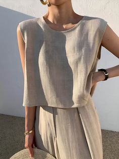 Details Composition: 30% Linen, 70% Viscose Design: Plain Style: Casual Thickness: Regular Material: Linen Blend Occasion: Leisure, Home, Vacation Size & Fit Stretch: Non-stretch Fit Type: Shift Cm Inch Size Top Length Hips Bottom Length Inseam Waist Bust Shoulder XS 48.5 91 105.5 73.5 65 97 41 S 49.5 95 106.5 74 69 101 42 M 50.5 99 107.5 74.5 73 105 43 L 51.5 105 108.5 74.5 79 111 44.5 XL 52.5 111 109.5 75 85 117 46 XS 19.1 35.8 41.5 28.9 25.6 38.2 16.1 S 19.5 37.4 41.9 29.1 27.2 39.8 16.5 M 19