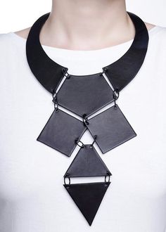 image 0 Black Leather Jewelry, Handmade Leather Jewelry, Black Leather Necklace, Necklace Gothic, Leather Jewellery, Modern Necklace, Gothic Necklace, Textile Jewelry, Handmade Modern