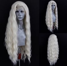 PRICES MAY VARY. Synthetic Hair Heat Resistant Up To 160 Degrees lace front wigs straight wigs with high quality Same Color And Hair Style As Pic Average Cap Size(22.5Inch) With Adjustable Straps and 3 Combs Easy to Take High quality swiss lace, strong and soft, never hurt skin.   Hair Material:100% High Quality Heat Resistant Synthetic Hair Fiber   Cap Size: FLEXIBLE & ADJUSTABLE-Average Cap Size(22.5Inch) With Adjustable Straps and 3 Combs.   Hair Color:White Blonde   Hair Style:Natural Curly Webster Wigs, Short Platinum Blonde Hair, Long Platinum Blonde, Wig Middle Part, Blonde Hair With Roots, White Blonde Hair, Blonde Waves, Icy Blonde, Synthetic Lace Wigs