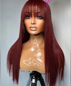 Product Details Brand: Karlami Hair Hair Material: 100% Human Hair Style: Straight Wig With Bang Hair Color: Reddish Brown #33 Colored Human Hair Wigs Density: Natural 150% density & Full 180% density Lace Area: 13x4 inch Lace Frontal Wig Lace Type: Transparent lace,melt down perfectly,match all skins Hairline: Super Natural-looking Pre-Plucked Hairline with Baby Hair Cap Size: Average size 22.5 inches, multiple clips & an adjustable band inside the wig for a secure fit Can Be Dyed: Yes Shipping Bangs Lace Front Wig, Copper Bangs, Brown Straight Wig, Colored Human Hair Wigs, Straight Wig With Bangs, Bang Hair, Fav Hairstyles, 13x4 Lace Front Wig, Wig Lace