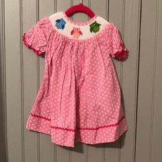 Pink Polka Dot Smocked Owl Dress. Left Over From A Bulk Buying For An Online Children’s Boutique. Brand New, Never Worn. Sizes 6 Mo, 12 Mo, 4t, 5t, 6t. One Available In Each Size. Owl Dress, Aries Birthday, Bulk Buying, Pink Polka Dots, Kids' Dresses, Pink Girl, Smocking, Colorful Dresses, Polka Dot