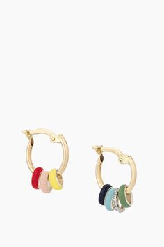 Adina Reyter Earrings Bead Party Carnival Hoops in Mixed Jw Anderson Bag, Adina Reyter, Enamel Beads, Suit Of Armor, Pink Enamel, Resort Collection, Green Enamel, Gold Hoops