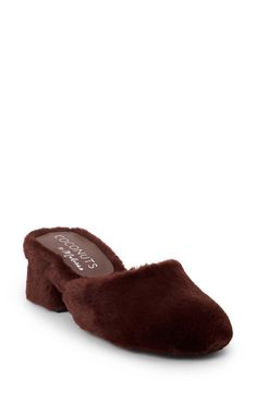 Superplush faux fur gives a cloudlike look and feel to a mule raised on a walkable block heel. 2" heel Synthetic faux-fur upper/synthetic lining and sole Imported Fur Mules, Block Heel Mules, Fur Heels, Heeled Mule, Cozy Style, Heel Mules, Color Chocolate, Slip On Mules, Chunky Block Heels