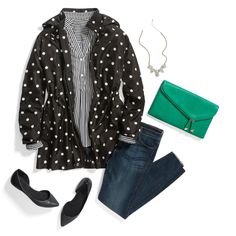 Right on the dot. Spruce up weekend denim or date night with statement outerwear—like a printed anorak. Schedule a Fix to get personalized pieces, delivered straight to your door (shipping is easy & free!). What I Like About You, Polka Dot Jacket, Poka Dot, Rain Jacket Women, School Looks, Raincoats For Women