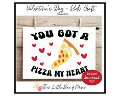 valentine's day kid craft you got a pizza my heart cut file for silhouette or cricut