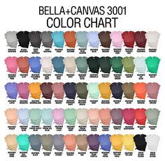 the bella - canvas color chart for women's tops